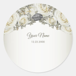 Adesivo Festa de Casamento Floral Branco Verde Beige Moder