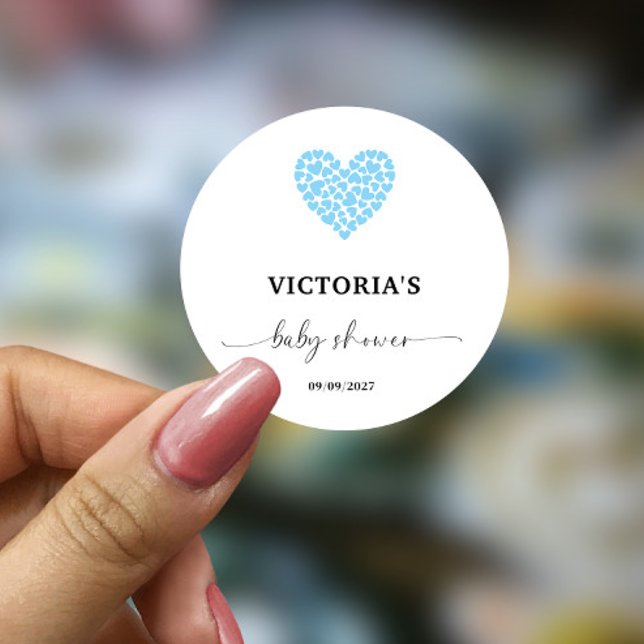 Adesivo Festa de Chá de Bebê Coração Azul (Criador carregado)