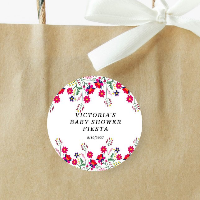 Adesivo Festa de Chá de Bebê das Flores Mexicanas (Criador carregado)