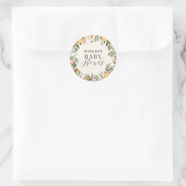 Adesivo Festa de chá de fraldas botânico dos citrinos de l (Bolsa)