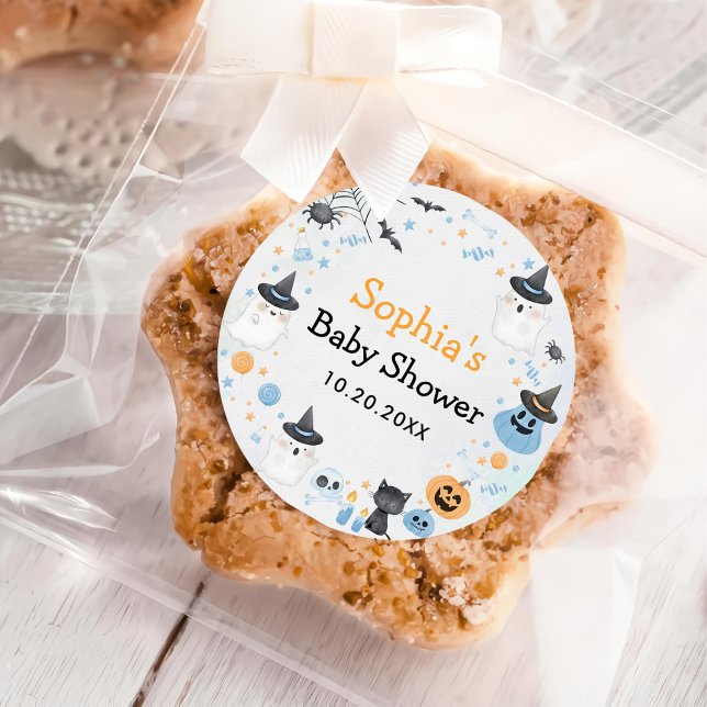 Adesivo Festa de Chá de fraldas do Halloween Ghost (Criador carregado)