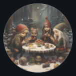 Adesivo Festa de Chá de inverno no Woods Christmas Elves<br><div class="desc">Elf Winter Tea Party in the Woods Christmas Elves Classic Round Sticker</div>