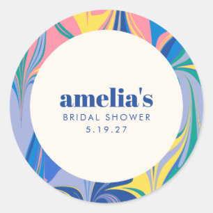 Adesivo Festa de Chá de Noiva Personalizada Azul Redemoinh