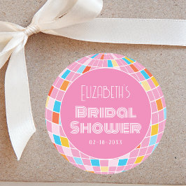 Adesivo Festa de Chá de Noiva Rosa Disco Espacial