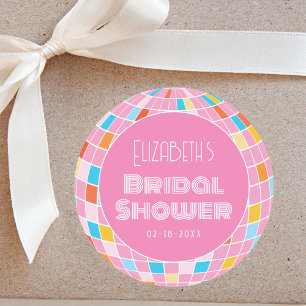 Adesivo Festa de Chá de Noiva Rosa Disco Espacial