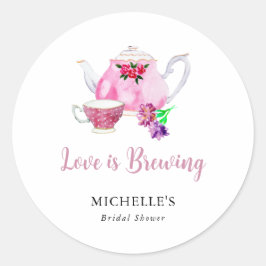 Adesivo Festa de Chá de Panela Love is Brewing 
