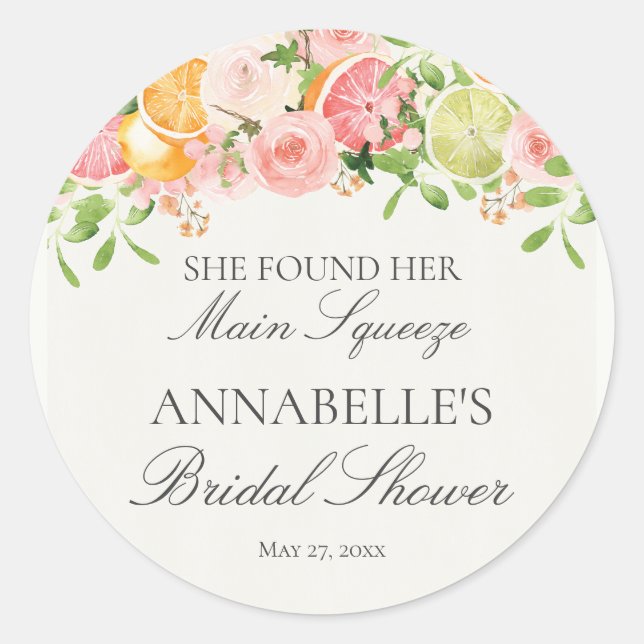 Adesivo Festa de Chá de Panela Pastel Floral Cítrico Squee (Frente)