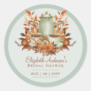Adesivo Festa de Chá Infantil Boho Terracotta Sage Chá de