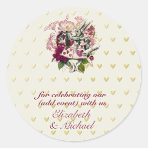 Adesivo Festa de Chá Personalizada Vintage Alice no País d
