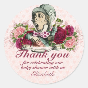 Adesivo Festa de Chá Personalizada Vintage Alice no País d