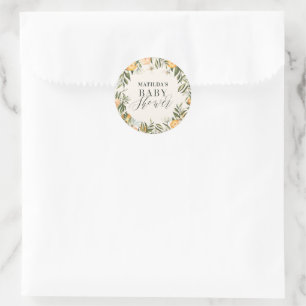 Adesivo Festa de chás de fraldas botânicos dos citrinos 