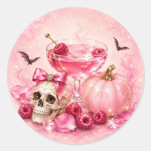 Adesivo Festa de Cocktail de Halloween Rosa para Meninas