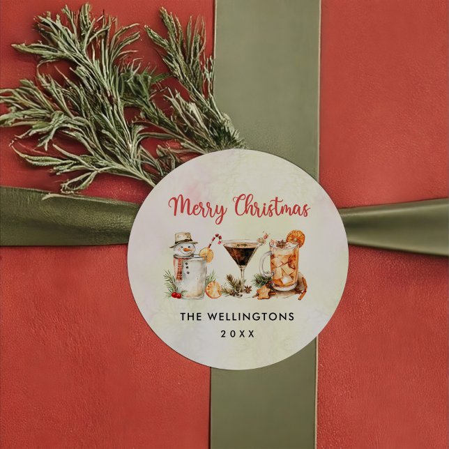 Adesivo Festa de Cocktail de Natal Divertido (Criador carregado)