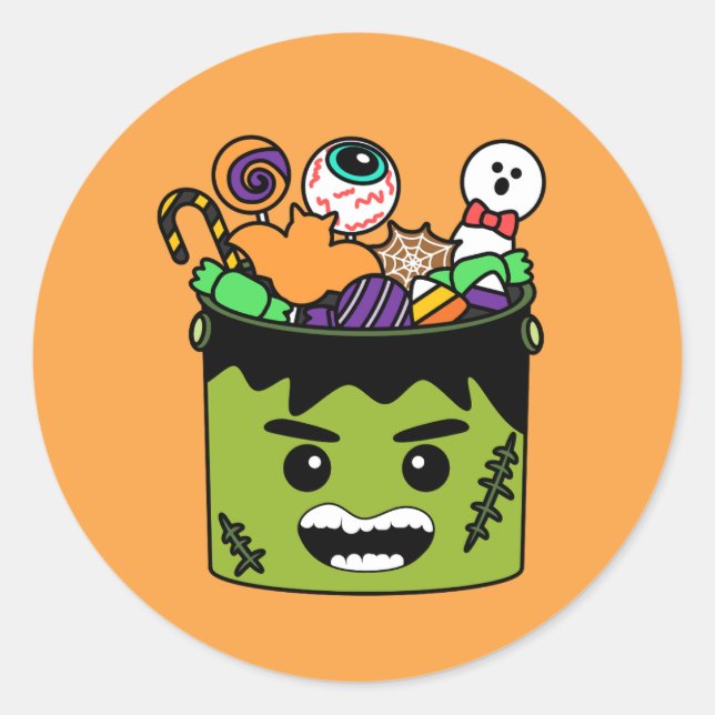 Adesivo Festa de Crianças do Bonito Halloween Frankenstein (Frente)