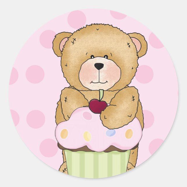 Adesivo Festa de Cupcake do Urso de Teddy (Frente)