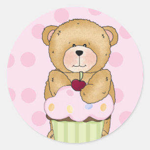 Adesivo Festa de Cupcake do Urso de Teddy