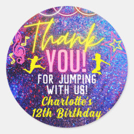 Adesivo Festa de dança Neon Pink Trampoline Obrigado