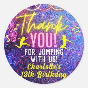 Adesivo Festa de dança Neon Pink Trampoline Obrigado