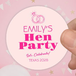 Adesivo Festa de Despedida de Solteira com Anéis Rosa Quen