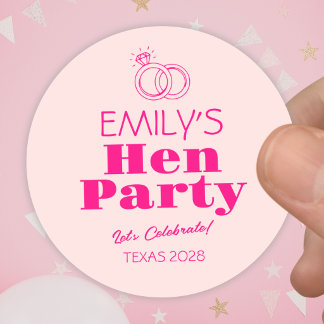 Adesivo Festa de Despedida de Solteira com Anéis Rosa Quen