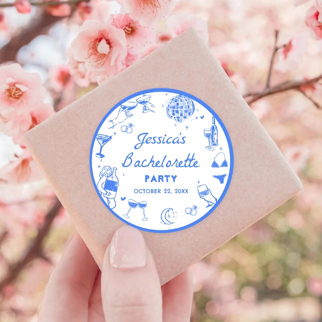 Adesivo Festa de Despedida de Solteira Coquetel Disco Azul (Criador carregado)