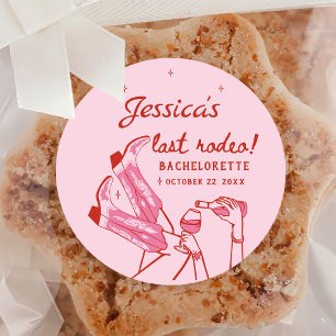 Adesivo Festa de Despedida de Solteira Cowgirl Disco Rosa