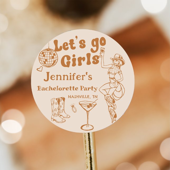 Adesivo Festa de Despedida de Solteira Rodeio Cowgirl Disc (Criador carregado)