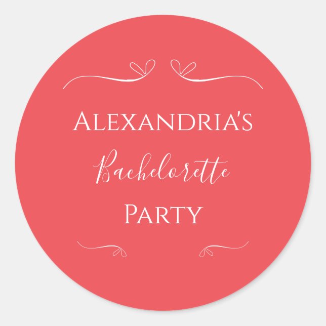 Adesivo Festa de Despedida de Solteira Rosa Moderno Vermel (Frente)