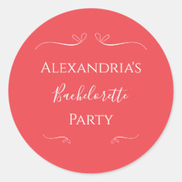Adesivo Festa de Despedida de Solteira Rosa Moderno Vermel