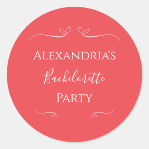 Adesivo Festa de Despedida de Solteira Rosa Moderno Vermel