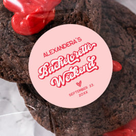 Adesivo Festa de Despedida de Solteira Vermelha e Rosa em