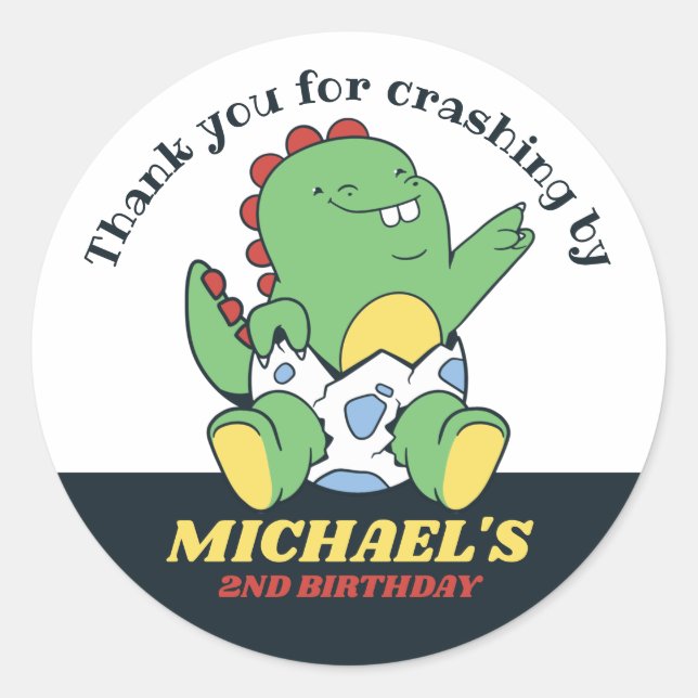 Adesivo Festa de Dinossauro e Aniversário de criança de Ov (Frente)