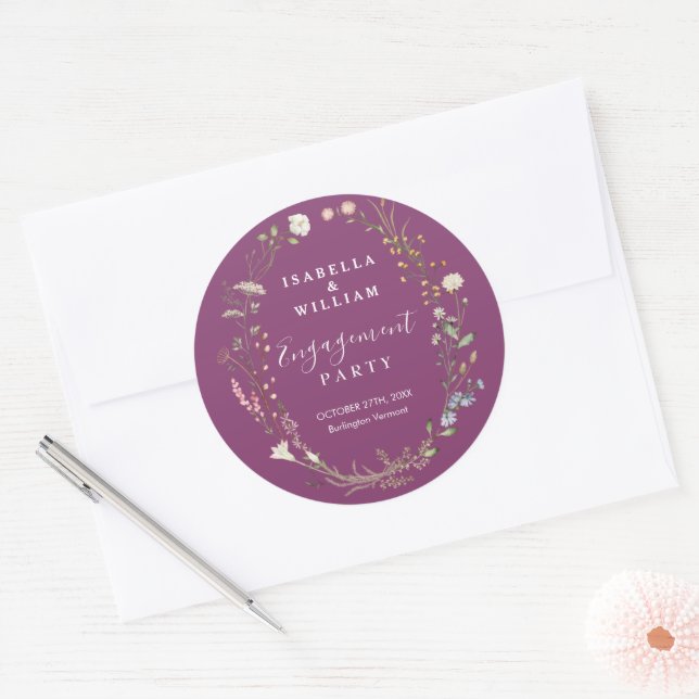 Adesivo Festa de Engajamento de Flores Silvestres Boho Chi (Envelope)