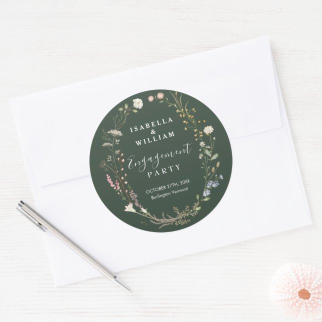 Adesivo Festa de Engajamento de Flores Silvestres Boho Ver (Envelope)