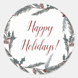 Adesivo Festa de Feriado de Feriado de Wreath de Pine Botâ