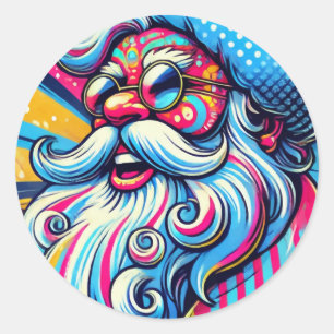 Adesivo Festa de Férias de Natal Colorido Pop Art do Papai
