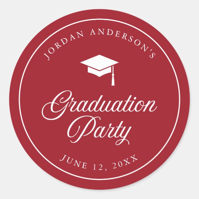 Adesivo Festa de formatura de Cores Editáveis do Script de (Frente)