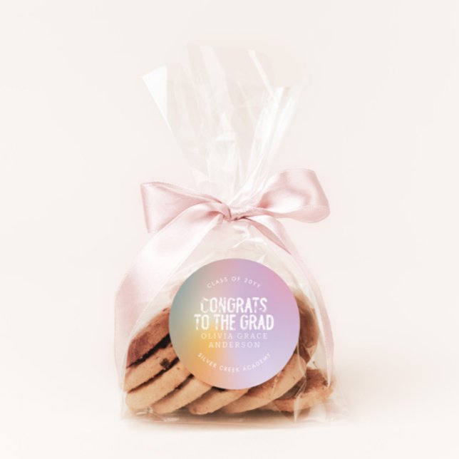 Adesivo Festa de formatura de fotos rosa-rosa do arco-íris (Criador carregado)