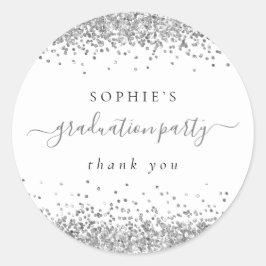 Adesivo Festa de formatura De Silver Glitter Obrigado