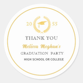 Adesivo Festa de formatura moderna Dourada do Boné Obrigad