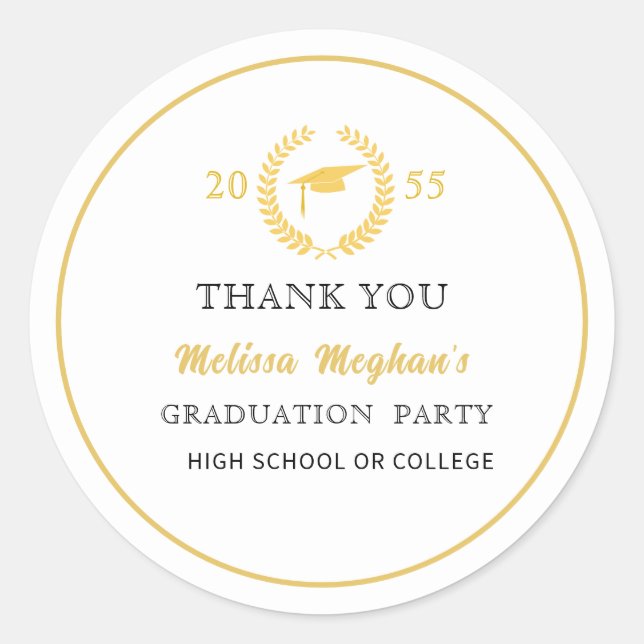 Adesivo Festa de formatura moderna Dourada do Boné Obrigad (Frente)