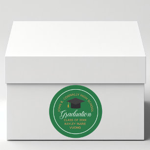 Adesivo Festa de Formatura Personalizada Verde Dourado Ens