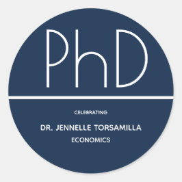 Adesivo Festa de formatura PhD grau azul