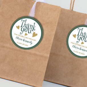 Adesivo Festa de formatura Verde E Dourada Obrigado