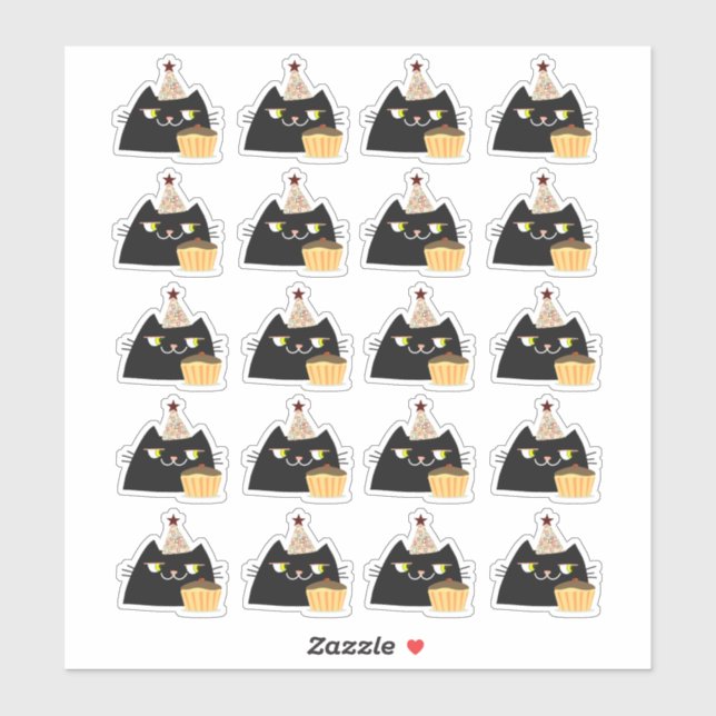 Adesivo Festa de Gato Negro (Folha)