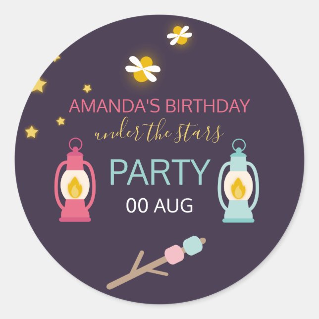 Adesivo Festa de Glamping personalizada (Frente)
