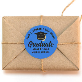 Adesivo Festa de Graduação Azul Preto Personalizada
