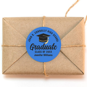 Adesivo Festa de Graduação Azul Preto Personalizada