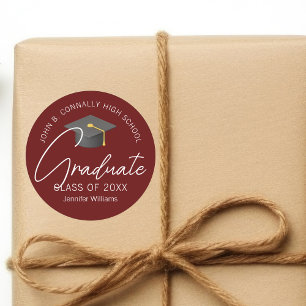 Adesivo Festa de Graduação Burgundy Moderna Personalizada