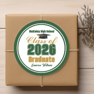 Adesivo Festa de Graduação da Turma de 2026 Green Gold